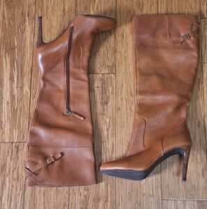 Lauren Ralph Lauren Wide Calf Leather Heeled boots SZ 9B